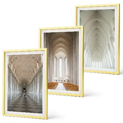 Lot de 3 tableaux pour salon représentant des intérieurs de bâtiments historiques