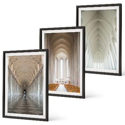 Lot de 3 tableaux pour salon Intérieurs de bâtiments historiques