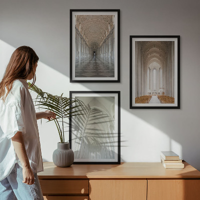 Lot de 3 tableaux pour salon Intérieurs de bâtiments historiques
