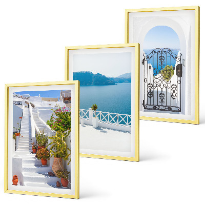 Lot de 3 tableaux pour salon Escaliers blancs plantes porte de la mer