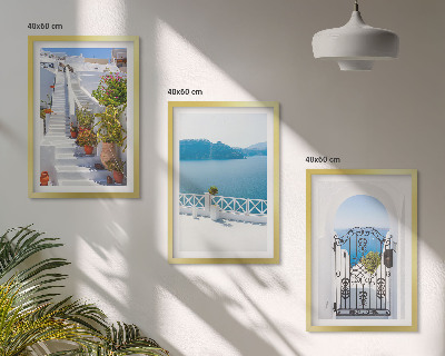 Lot de 3 tableaux pour salon Escaliers blancs plantes porte de la mer