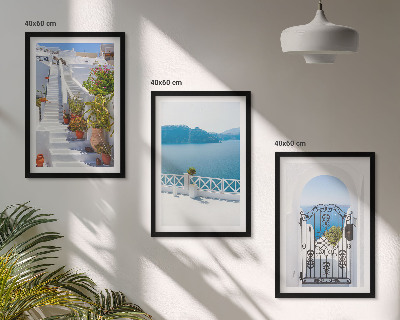 Lot de 3 tableaux pour salon Escaliers blancs plantes porte de la mer