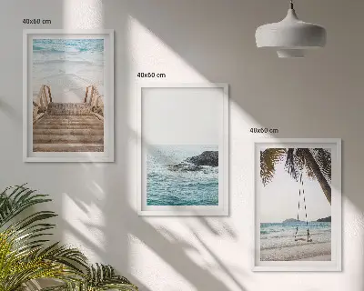 Cadre photo mural représentant des escaliers, une plage et une balançoire de mer