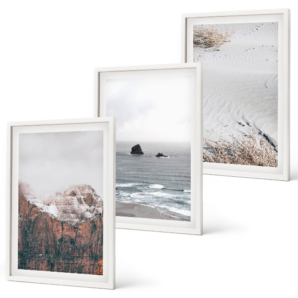 Cadre photo mural Montagnes, nuages, mer, sable, nature
