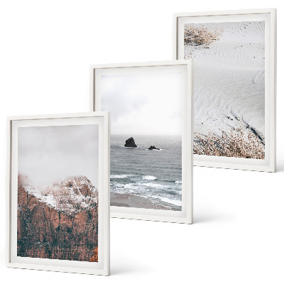 Cadre photo mural Montagnes, nuages, mer, sable, nature
