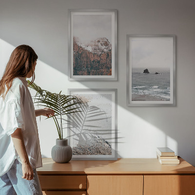 Cadre photo mural Montagnes, nuages, mer, sable, nature