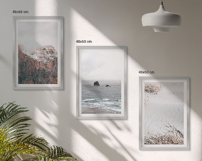 Cadre photo mural Montagnes, nuages, mer, sable, nature