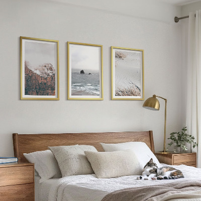 Cadre photo mural Montagnes, nuages, mer, sable, nature