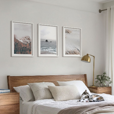 Cadre photo mural Montagnes, nuages, mer, sable, nature