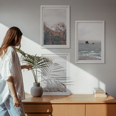 Cadre photo mural Montagnes, nuages, mer, sable, nature