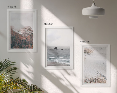 Cadre photo mural Montagnes, nuages, mer, sable, nature