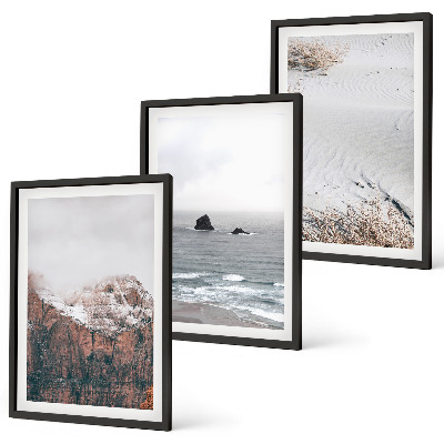 Cadre photo mural Montagnes, nuages, mer, sable, nature