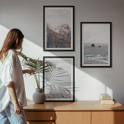 Cadre photo mural Montagnes, nuages, mer, sable, nature