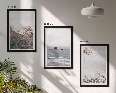 Cadre photo mural Montagnes, nuages, mer, sable, nature