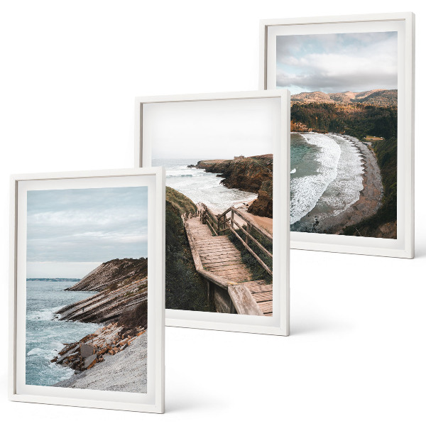 Lot de 3 tableaux pour salon Vues sur les falaises, paysages de plage