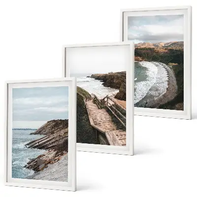 Lot de 3 tableaux pour salon vues sur les falaises et paysages de plage