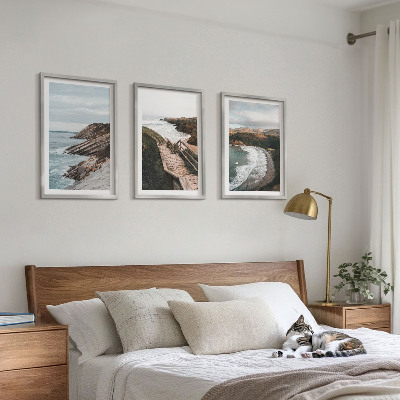 Lot de 3 tableaux pour salon Vues sur les falaises, paysages de plage