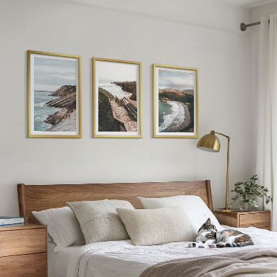 Lot de 3 tableaux pour salon Vues sur les falaises, paysages de plage