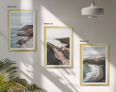 Lot de 3 tableaux pour salon Vues sur les falaises, paysages de plage