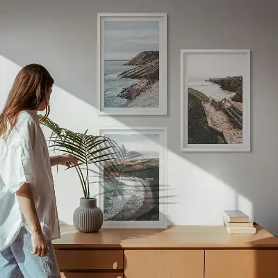 Lot de 3 tableaux pour salon vues sur les falaises et paysages de plage