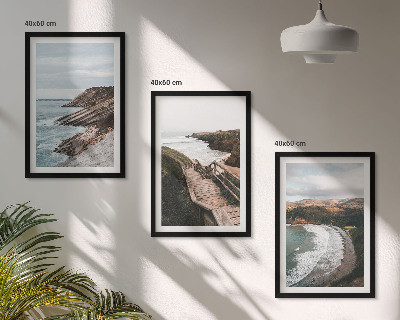 Lot de 3 tableaux pour salon Vues sur les falaises, paysages de plage