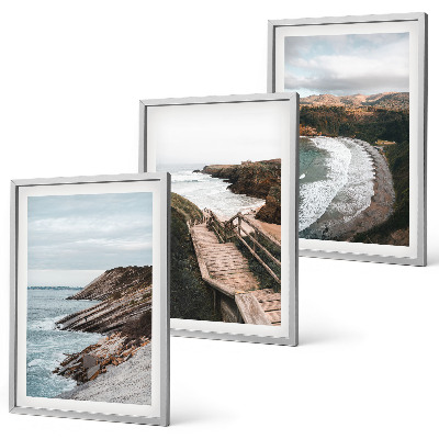 Lot de 3 tableaux pour salon Vues sur les falaises, paysages de plage
