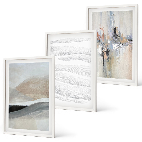 Lot de 3 tableaux pour salon Motifs terrestres abstraits