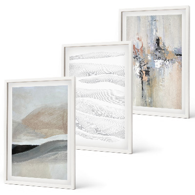 Lot de 3 tableaux pour salon Motifs terrestres abstraits