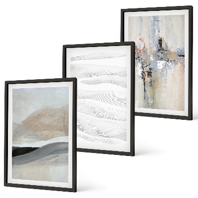 Lot de 3 tableaux pour salon Motifs terrestres abstraits
