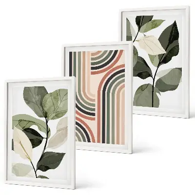 Cadre photo mural à motifs végétaux géométriques