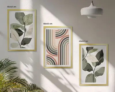 Cadre photo mural à motifs végétaux géométriques