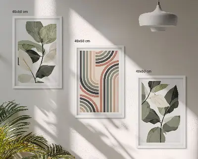 Cadre photo mural à motifs végétaux géométriques
