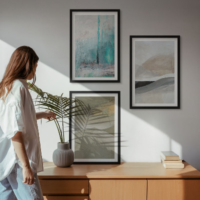 Lot de 3 tableaux pour salon Décorations abstraites peintes