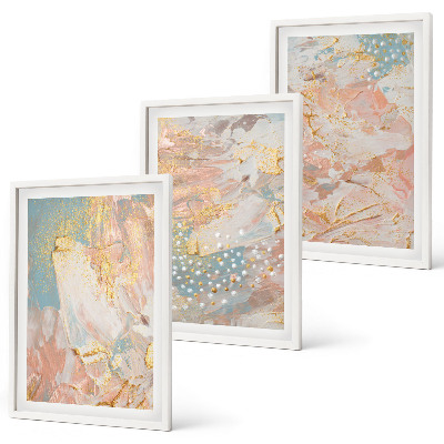 Lot de 3 tableaux pour salon Motifs pastel abstraits