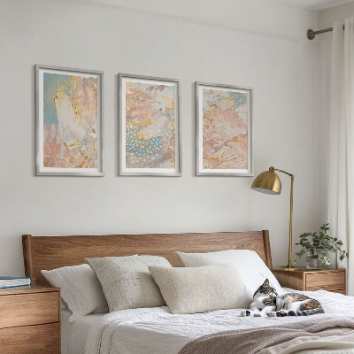 Lot de 3 tableaux pour salon Motifs pastel abstraits