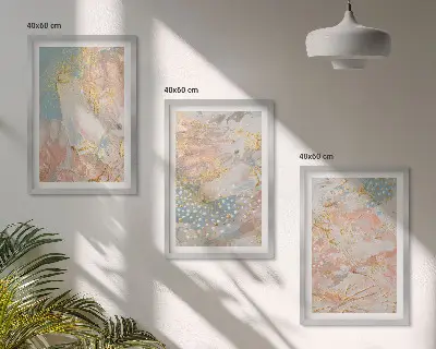 Lot de 3 tableaux pour salon avec motifs abstraits pastel