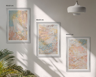 Lot de 3 tableaux pour salon Motifs pastel abstraits