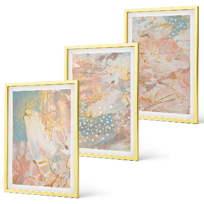 Lot de 3 tableaux pour salon Motifs pastel abstraits