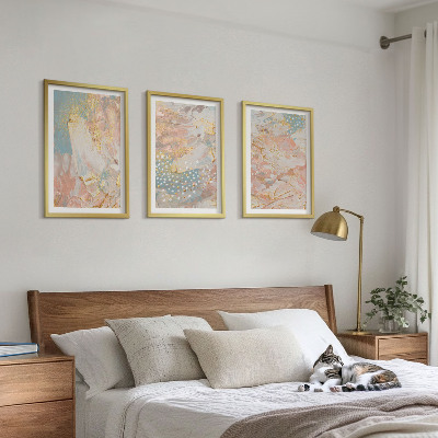 Lot de 3 tableaux pour salon Motifs pastel abstraits