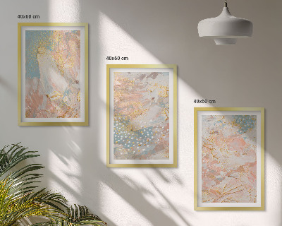 Lot de 3 tableaux pour salon Motifs pastel abstraits