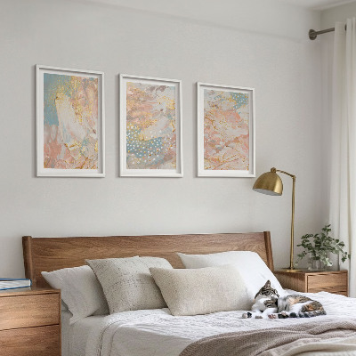 Lot de 3 tableaux pour salon Motifs pastel abstraits