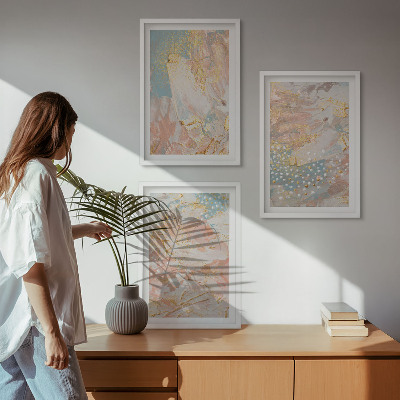 Lot de 3 tableaux pour salon Motifs pastel abstraits