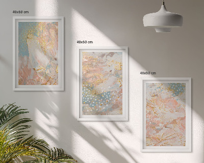 Lot de 3 tableaux pour salon Motifs pastel abstraits