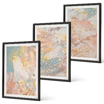 Lot de 3 tableaux pour salon Motifs pastel abstraits