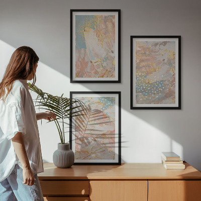 Lot de 3 tableaux pour salon Motifs pastel abstraits