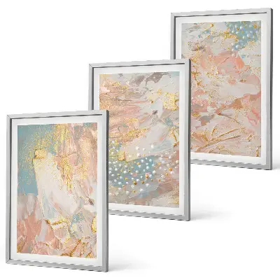 Lot de 3 tableaux pour salon avec motifs abstraits pastel
