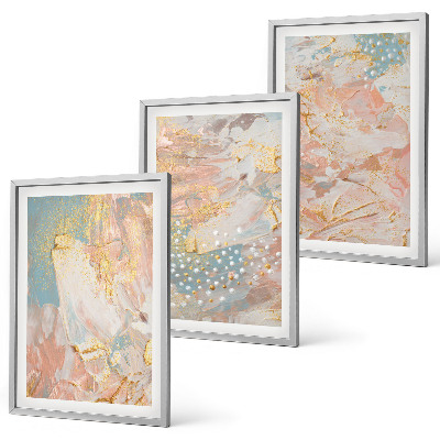 Lot de 3 tableaux pour salon Motifs pastel abstraits