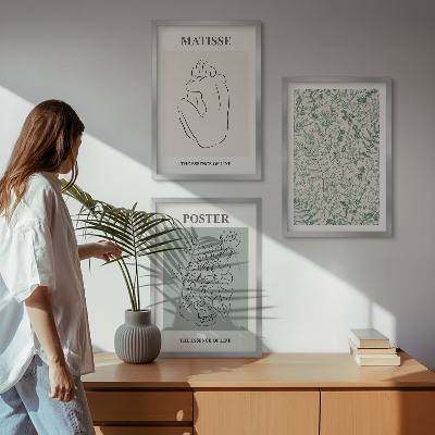 Lot de 3 tableaux pour salon Lignes, motifs végétaux, minimalisme