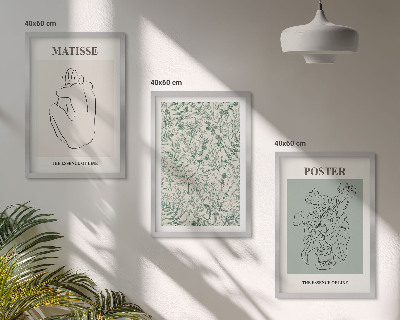 Lot de 3 tableaux pour salon Lignes, motifs végétaux, minimalisme
