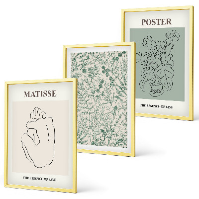 Lot de 3 tableaux pour salon Lignes, motifs végétaux, minimalisme